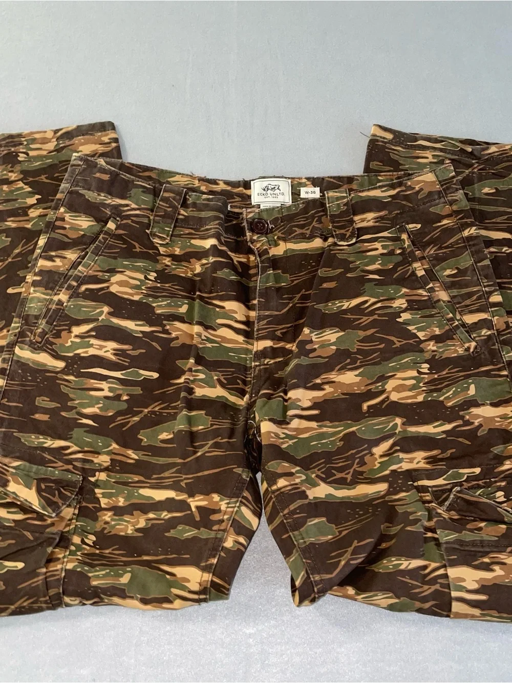 Ecko Unlimited Tigerstripe Camo Cargo Pants - Green/Brown/Tan